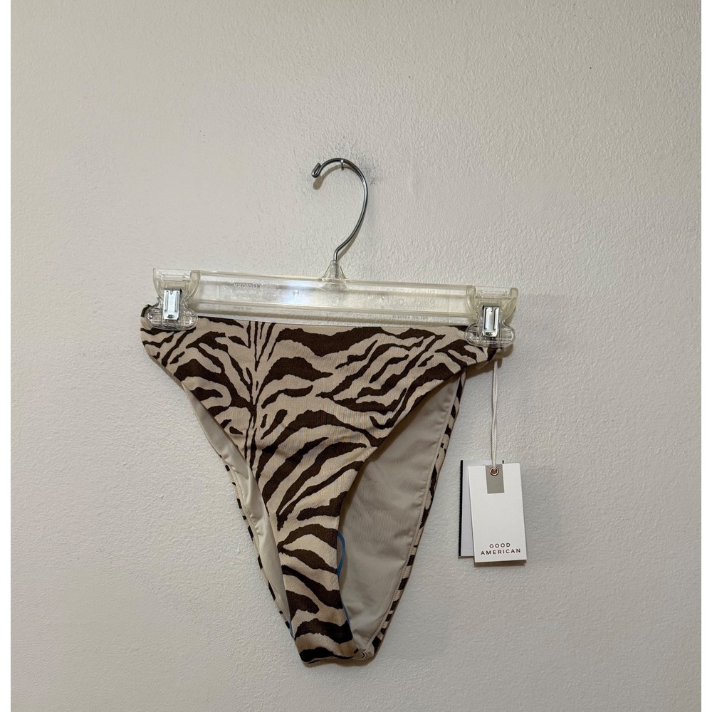 Good American Satin Better Bikini Animal Print Bottom Cheeky Size 1/S NWT
